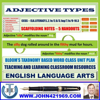 Preview of ADJECTIVE TYPES: SCAFFOLDING NOTES - 5 HANDOUTS
