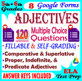 ADJECTIVES. 8 SELF-GRADING Grammar Forms. 5th-6th Grade EL