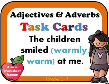 Preview of Adjective and Adverbs Task Cards