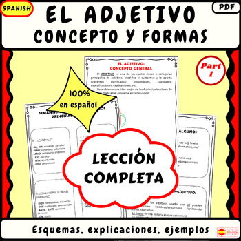 Preview of Spanish Adjectives Essentials notes  | El adjetivo: concepto formas y género