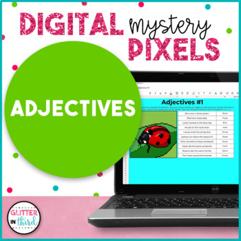 Preview of ADJECTIVES Pixel Art Grammar Activities Digital Mystery Pictures