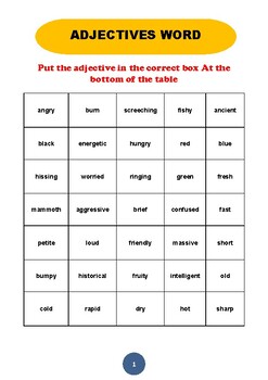 Preview of ADJECTIVES WORD