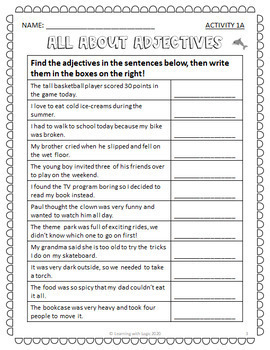 ADJECTIVES WORKSHEETS - 1st, 2nd, 3rd Grade Adjectives Worksheets