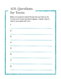 ADL Questions for Teens Worksheet
