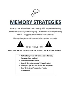 memory worksheets for adults speech therapy