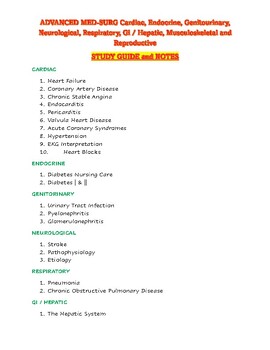 Preview of ADVANCED MED-SURG Cardiac, Endocrine, Genitourinary, Neurological, Respiratory