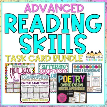 Preview of ADVANCED Reading Skills Task Card Bundle