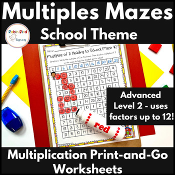 Preview of ADVANCED School Multiples Mazes -- Skip Counting Multiplication Worksheets