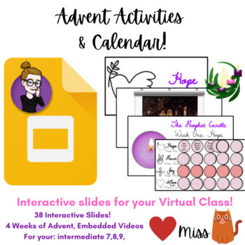 Preview of ADVENT Calendar - REMOTE: VIRTUAL CLASSROOM - Paperless - DIGITAL - Interactive 