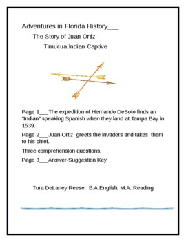 Preview of ADVENTURES IN FLORIDA HISTORY ___THE STORY OF JUAN ORTIZ__CAPTIVE of the TIMUCUA