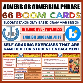 Preview of ADVERB PHRASE OR ADVERBIAL PHRASE - 66 BOOM CARDS