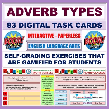 Preview of ADVERB TYPES: 83 BOOM CARDS