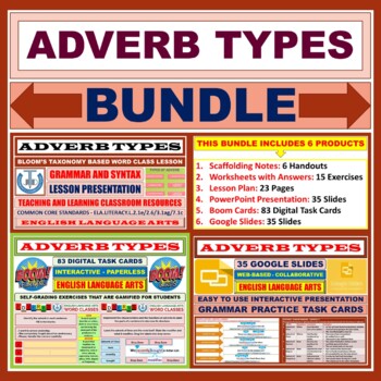 Preview of ADVERB TYPES: BLOOM'S TAXONOMY BASED RESOURCES - BUNDLE