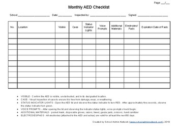 Printable Aed Inspection Log