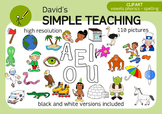 A,E,I,O,U Vowels clipart bundle for spelling and phonics