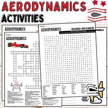 Preview of AERODYNAMICS Fun Worksheets,Puzzles,Wordsearch & Crosswords