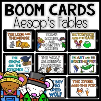 Preview of AESOP'S FABLES Boom Cards | Short Story Reading Comprehension