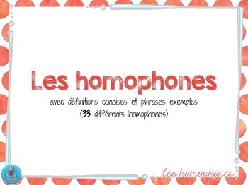 AFFICHES 33 homophones by TeachCake - Nathalie Jacques | TpT