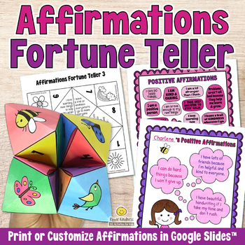 Preview of AFFIRMATIONS FORTUNE TELLER Positive Self-Esteem SEL Game - Negative Thinking