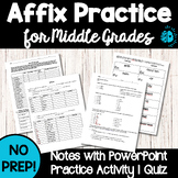 AFFIX PRACTICE Notes PowerPoint Practice Quiz Prefix Suffi