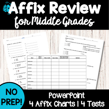 Preview of AFFIX REVIEW AND TEST Prefix Suffix Root Words Base Words Greek Latin CCSS L4b
