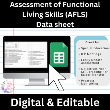 Preview of AFLS - Vocational Skills Digital Data Sheet