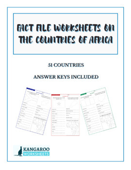 Preview of AFRICA Countries - Fact File Worksheets - Research Sheet