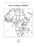 MAP OF AFRICA PRINTABLE COLORING PAGE