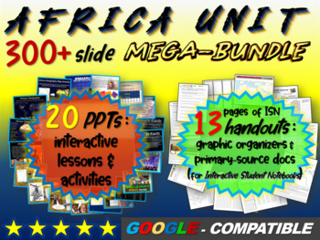 Preview of AFRICA Mega Bundle - 20 engaging lessons/activities AND 13 pages of ISN handouts