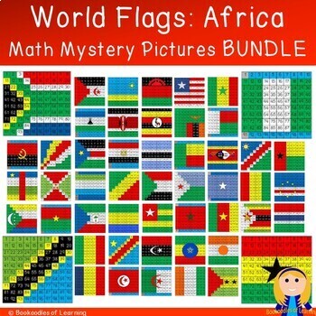 Preview of AFRICA World Flags Hundred Chart Mystery Pictures BUNDLE