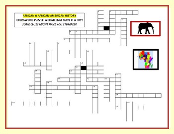 Preview of AFRICAN & AFRICAN AMERICAN HISTORY CROSSWORD PUZZLE:  GRS. 8-12, MG, AP HISTORY