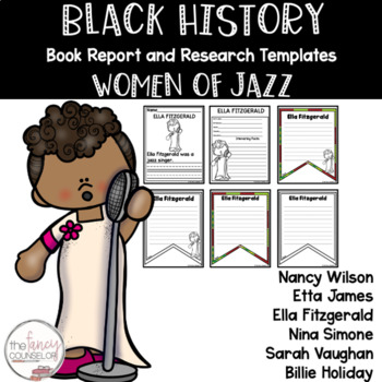 Preview of AFRICAN AMERICAN BLACK HISTORY BOOK REPORT RESEARCH TEMPLATES set 11 WOMEN JAZZ