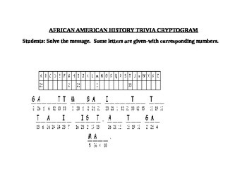 Preview of AFRICAN AMERICAN HISTORY CRYPTOGRAM