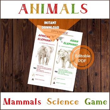 AFRICAN & ASIAN ELEPHANT Anatomy, diagram and facts posters, Difference