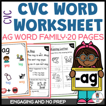 Preview of AG CVC Word Family Worksheets Practice Activities