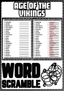 Preview of AGE OF THE VIKING Word Scramble Puzzle No prep Activity Worksheets, Morning Work