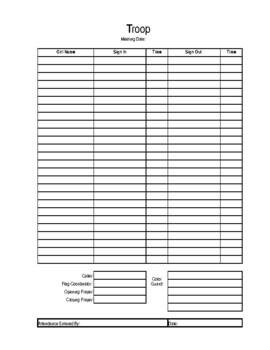 Preview of AHG Meeting Sign-In Sheet - Editable