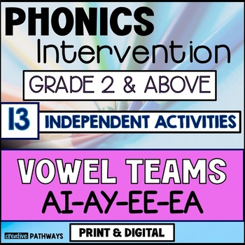 Preview of AI, AY, EE & EA Vowel Teams-Long Vowel Decoding Phonics Worksheets