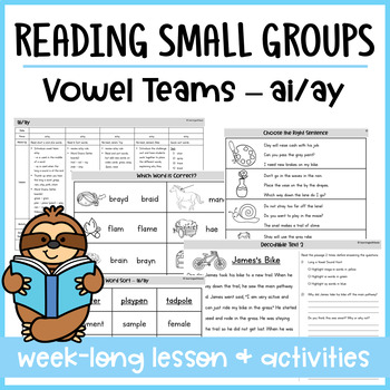 Preview of AI/AY Vowel Team Small Group Lesson Plan and Activities