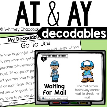 Preview of AI AY Decodable Readers & Decodable Passages for First Grade Vowel Teams