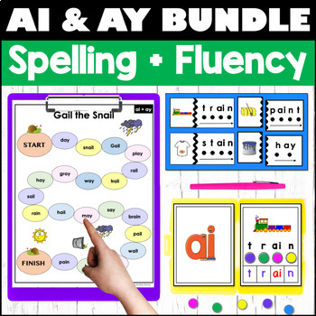 Preview of AI AY Vowel Teams Spelling Fluency Word Mapping BUNDLE Orton-Gillingham