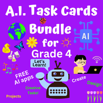 Preview of AI Task Cards Growing Bundle for Grade 4