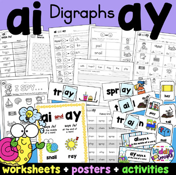 Preview of AI and AY Worksheets long a
