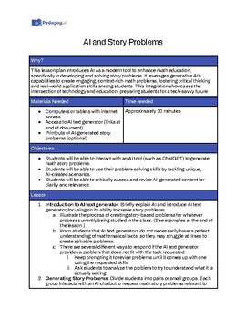 Preview of AI and Mathematics Story Problems | AI Integration Lesson Plan