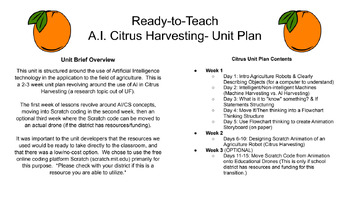 Preview of AI in Agriculture- Scratch Unit Plan 2-3 Weeks FREE