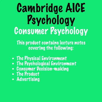 Preview of AICE Cambridge Psych A Level - Consumer Psych Notes Bundle