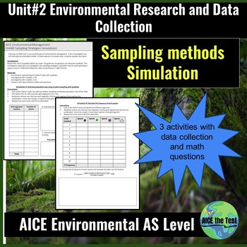 Preview of AICE Environmental AS Sampling Simulation Unit#2 Activity Practice Data Analysis