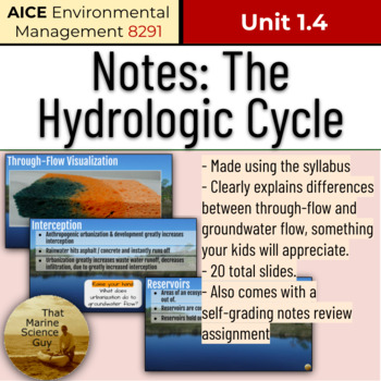 Preview of AICE Environmental | Notes: The Hydrologic Cycle w/Self Grading Summary Assignm