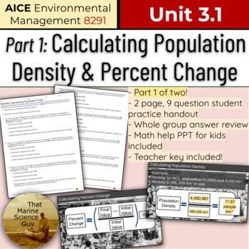 Preview of AICE Environmental | Unit 3: Calculating Population Density & % Change [part 1]