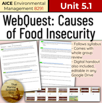 Preview of AICE Environmental | WebQuest: Causes of Food Insecurity w/digital handout